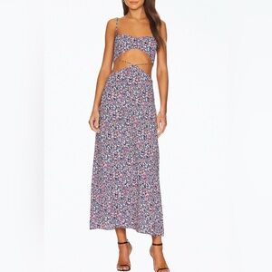 AFRM Multicolor Hanna Floral Cutout Crepe Midi Dress​